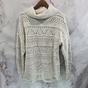 Sundance Sweater Women Medium White Cowl Confetti Fleck Linton Gracie Turtleneck